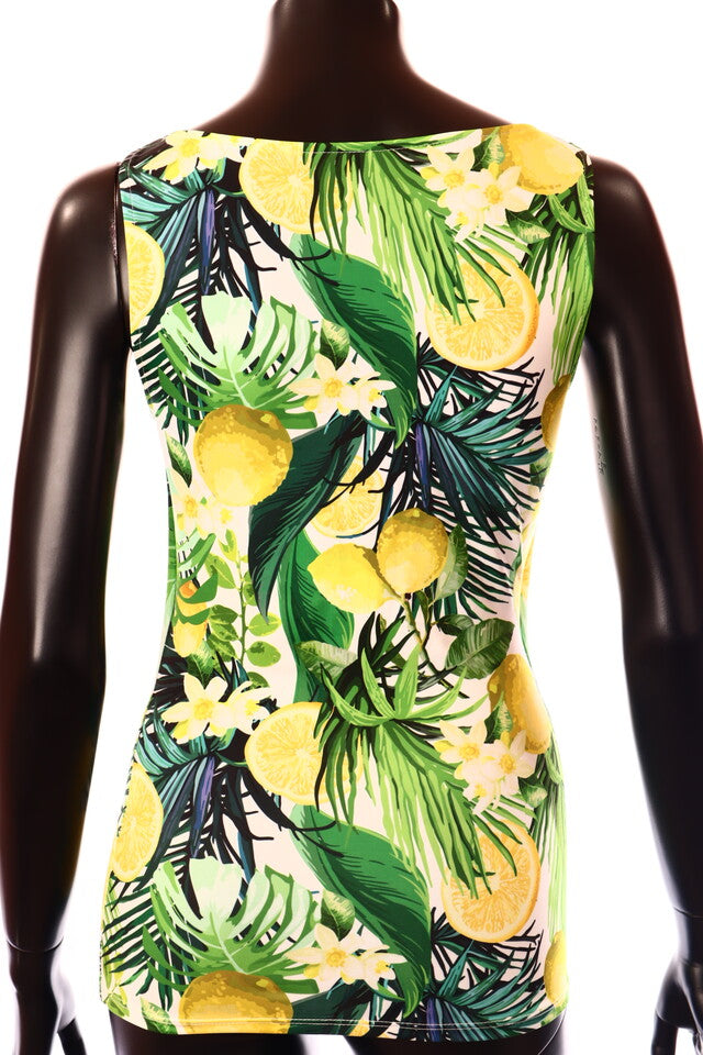 olasz női mintás felső ujjatlan alakhangsúlyozó U nyakú