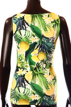 olasz női mintás felső ujjatlan alakhangsúlyozó U nyakú