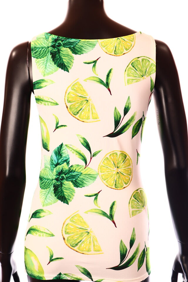 olasz női mintás felső ujjatlan alakhangsúlyozó U nyakú