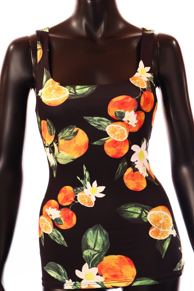 olasz női mintás felső ujjatlan alakhangsúlyozó U nyakú