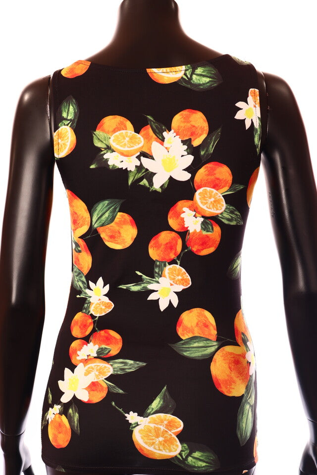 olasz női mintás felső ujjatlan alakhangsúlyozó U nyakú