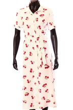 olasz női mintás ruha rövid ujjú kerek nyakú maxi