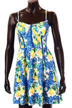 olasz női virág mintás ruha ujjatlan V nyakú térd