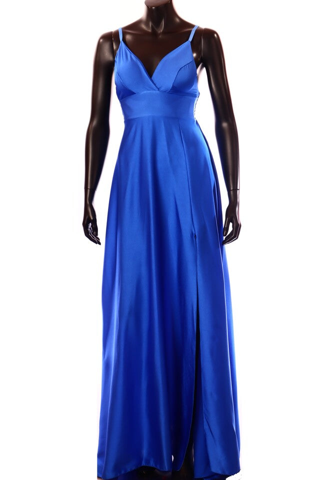 olasz női ruha ujjatlan V nyakú maxi