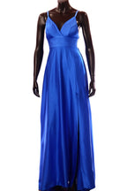 olasz női ruha ujjatlan V nyakú maxi