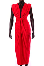 olasz női ruha ujjatlan alakhangsúlyozó V nyakú maxi