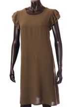 olasz női vékony ruha ujjatlan A vonalú kerek nyakú térd