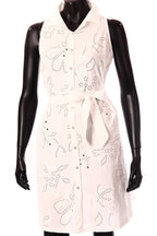 olasz női virág mintás vékony ruha ujjatlan kerek nyakú térd