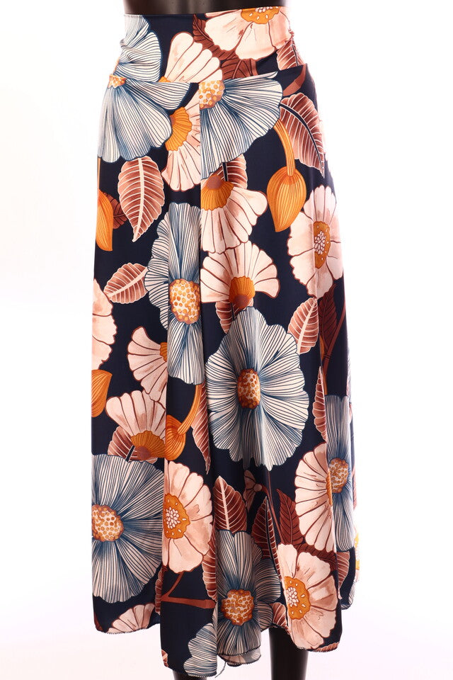 olasz női mintás vékony szatén szoknyanadrág 3/4-es trapéz