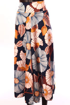 olasz női mintás vékony szatén szoknyanadrág 3/4-es trapéz