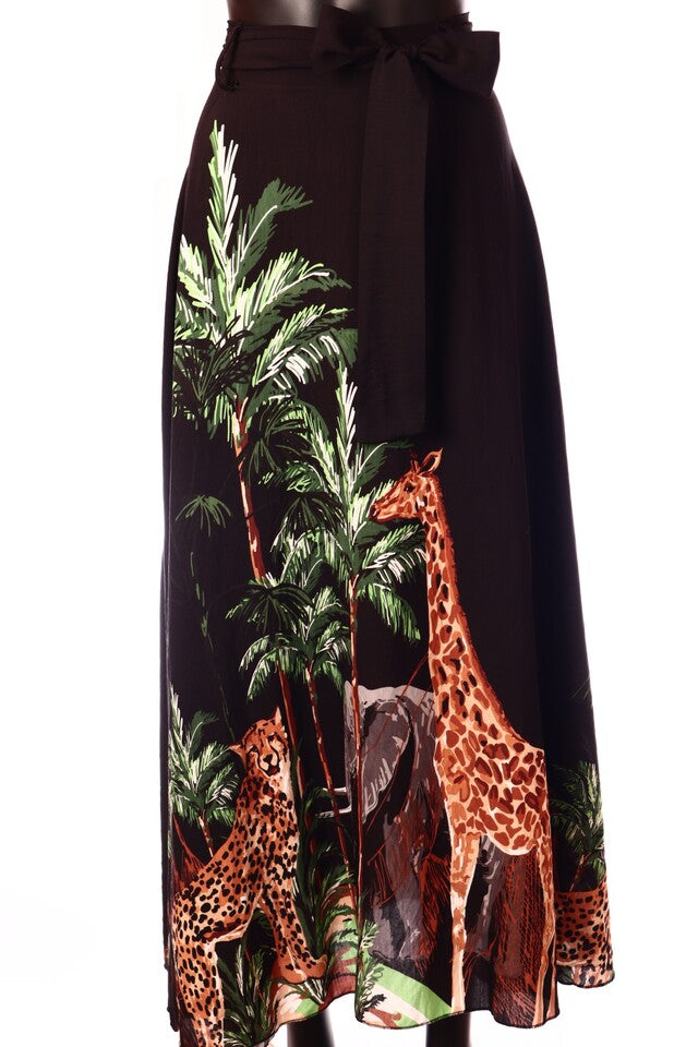 olasz női állat mintás szoknya maxi A vonalú