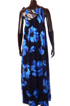 olasz női virág mintás vékony ruha ujjatlan kerek nyakú maxi