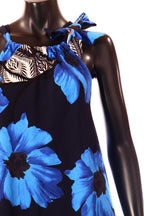 olasz női virág mintás vékony ruha ujjatlan kerek nyakú maxi