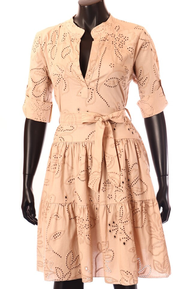 olasz női virág mintás vékony pamutban gazdag ruha hosszú ujjú V nyakú térd