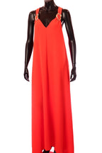 olasz női vékony ruha ujjatlan V nyakú maxi