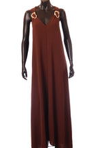 olasz női vékony ruha ujjatlan V nyakú maxi