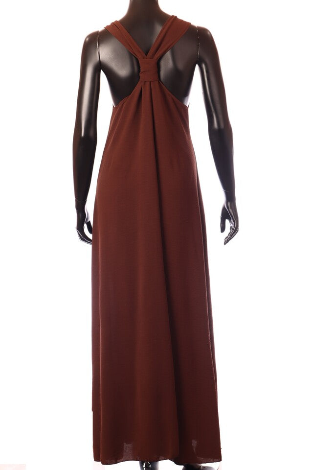 olasz női vékony ruha ujjatlan V nyakú maxi