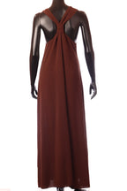 olasz női vékony ruha ujjatlan V nyakú maxi