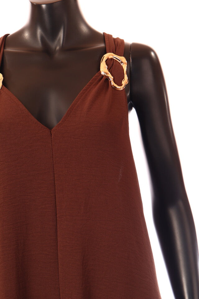 olasz női vékony ruha ujjatlan V nyakú maxi