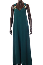 olasz női vékony ruha ujjatlan V nyakú maxi