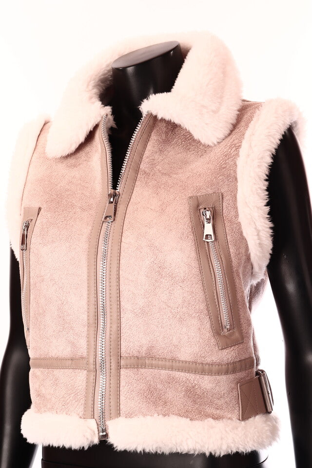 női irha mellény bézs