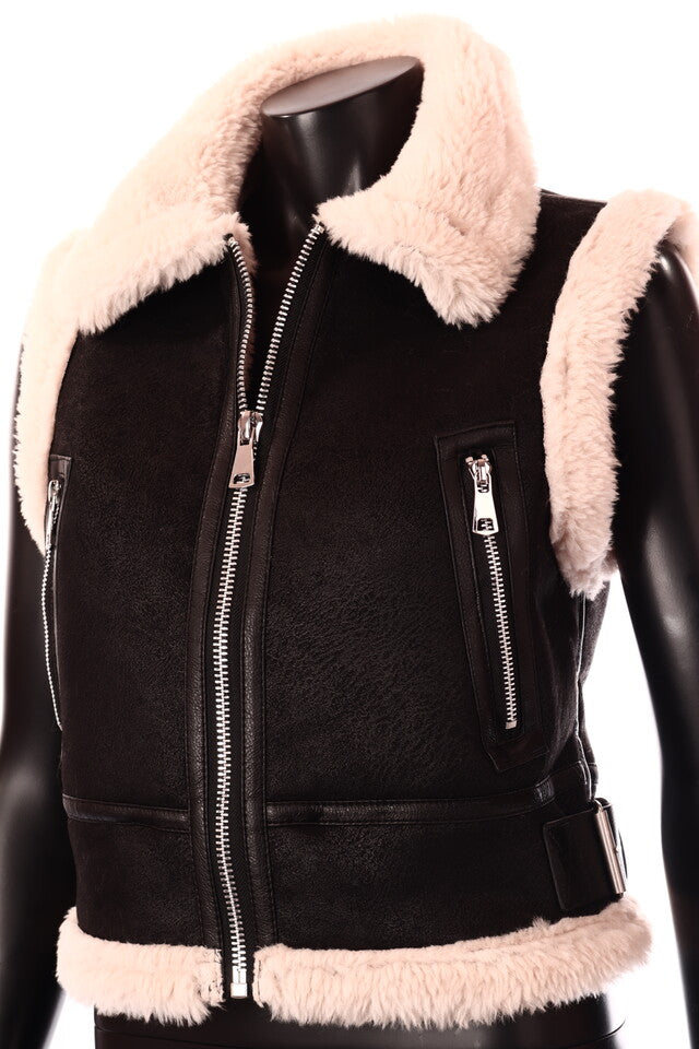 női irha mellény fekete