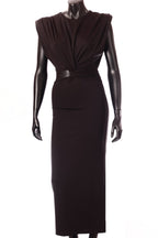 olasz női ruha ujjatlan alakhangsúlyozó kerek nyakú maxi