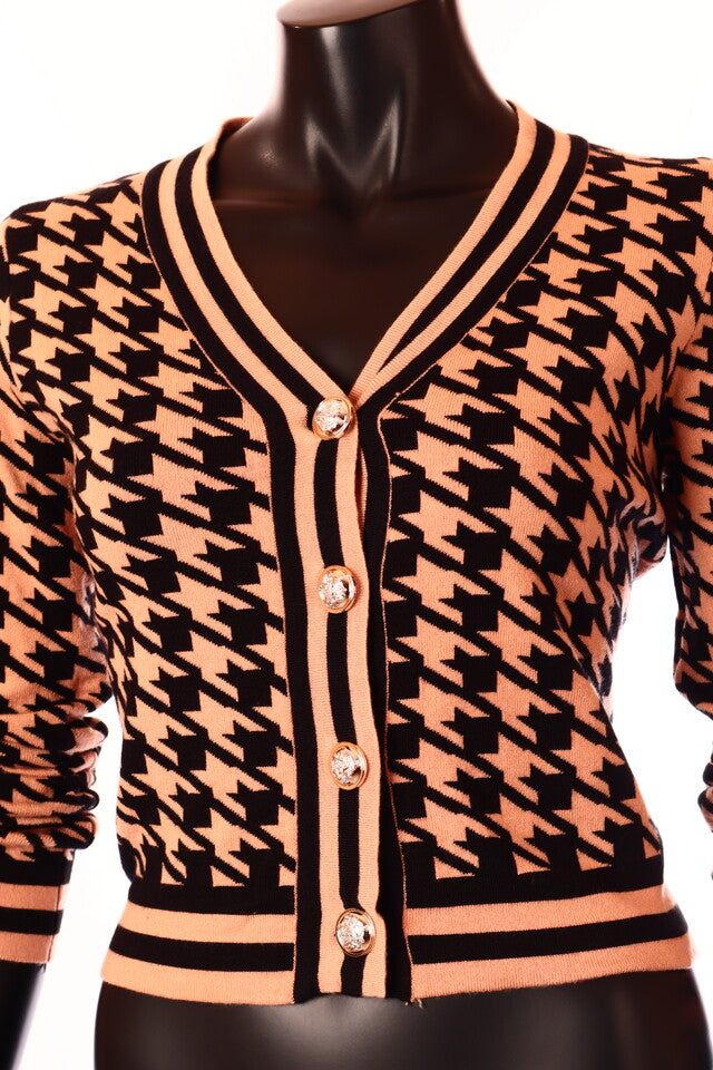 Zstudio női mintás kardigán hosszú ujjú V nyakú