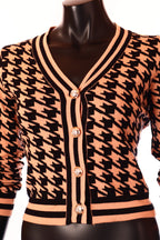 Zstudio női mintás kardigán hosszú ujjú V nyakú