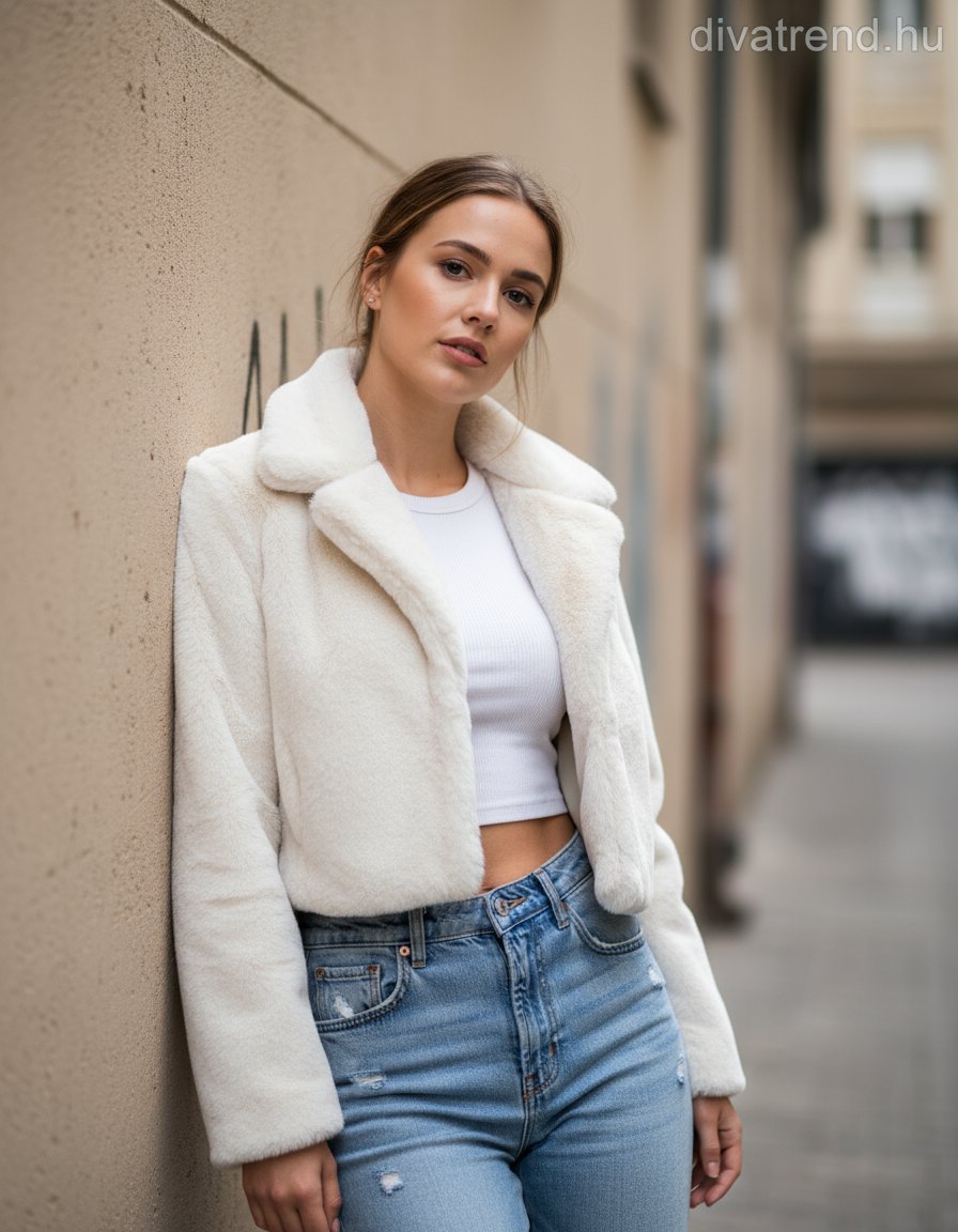 3DESY női vastag műszőrme kabMellBlé rövidebb hosszú ujjú V nyakú