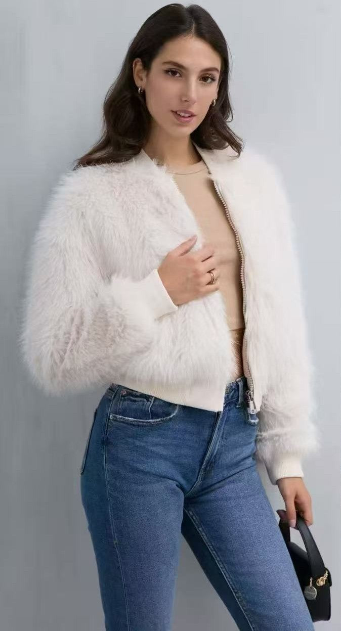 műszőrme kabát átmeneti fehér