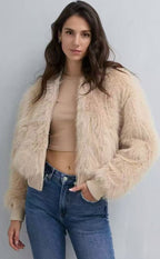 műszőrme kabát átmeneti bézs