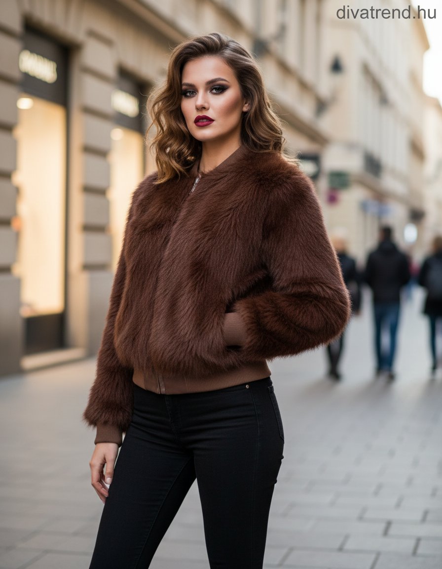 műszőrme kabát átmeneti barna