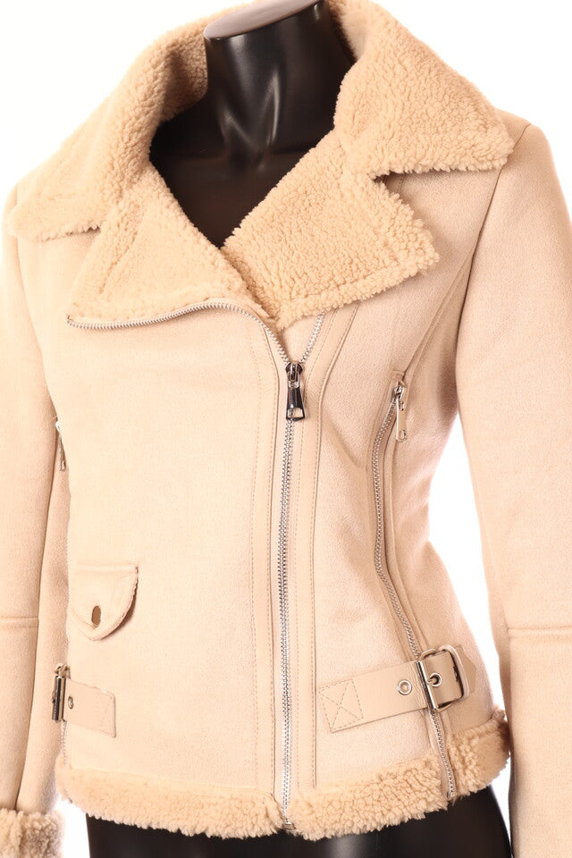 női műírha kabát bézs