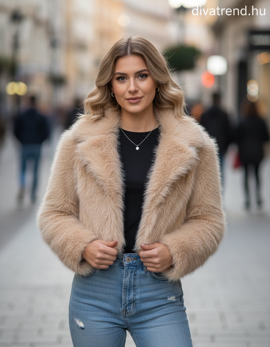 műszőrme kabát bézs