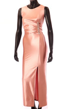 olasz női ruha ujjatlan alakhangsúlyozó kerek nyakú maxi