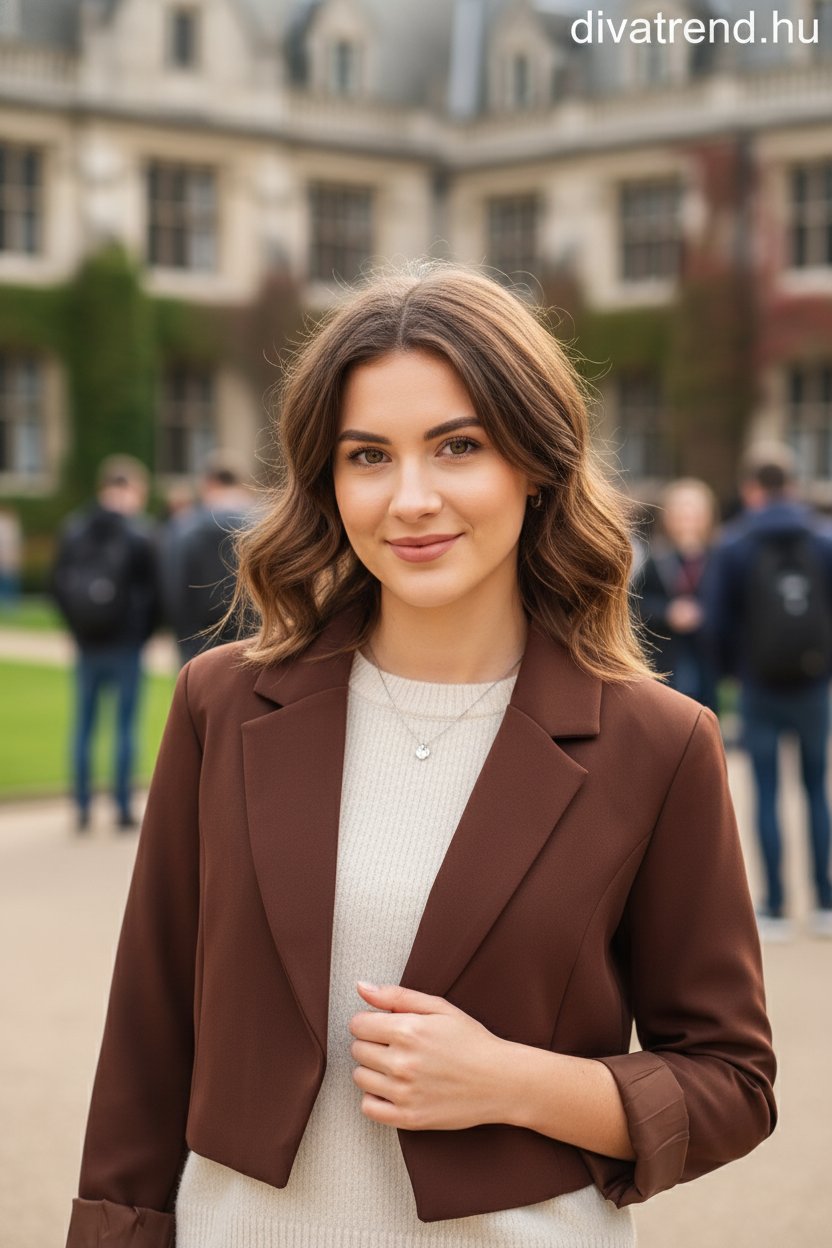 olasz női blézer hosszú ujjú V nyakú