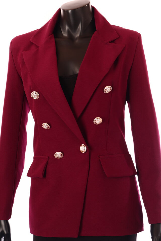 olasz női blézer hosszú ujjú V nyakú