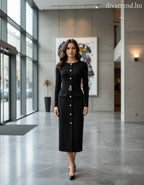 olasz női ruha hosszú ujjú alakhangsúlyozó kerek nyakú maxi