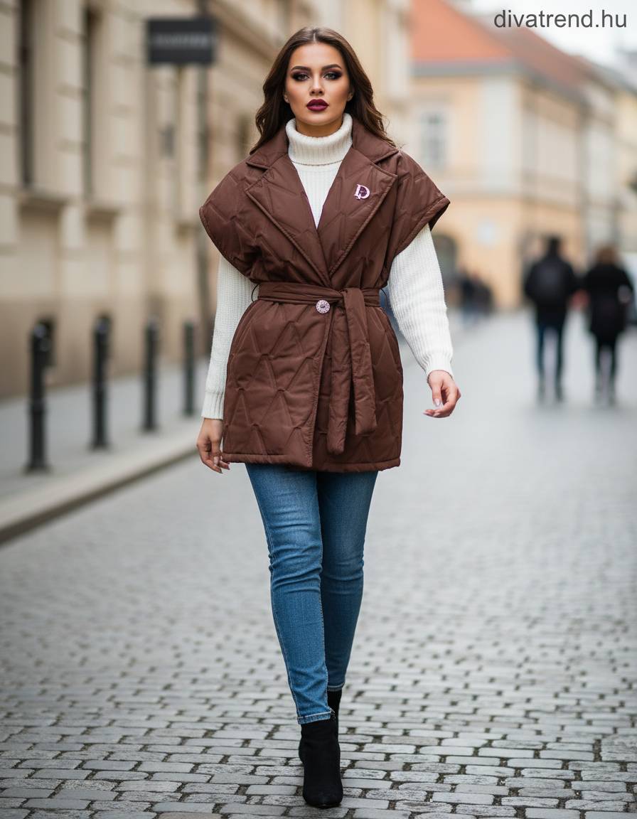 barna sötét mellény női