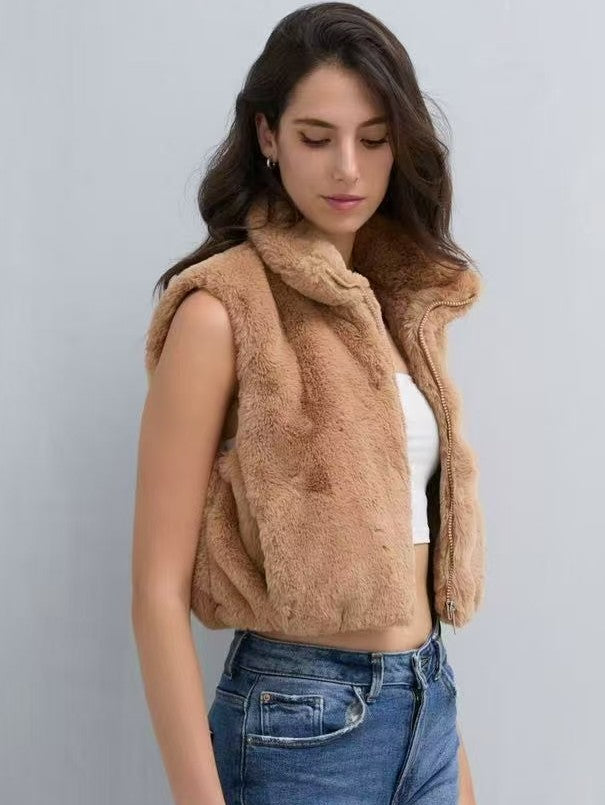 műszőrme mellény barna