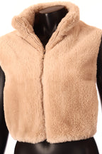 3DESY női műszőrme mellény rövidebb ujjatlan magas nyakú