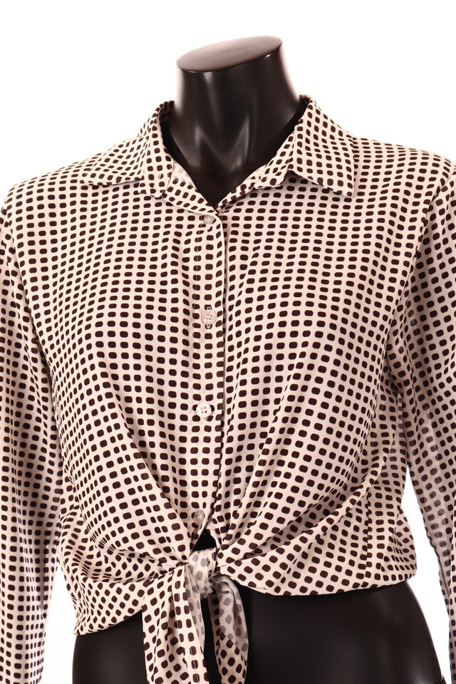 olasz női mintás ing hosszú ujjú kerek nyakú