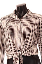 olasz női mintás ing hosszú ujjú kerek nyakú