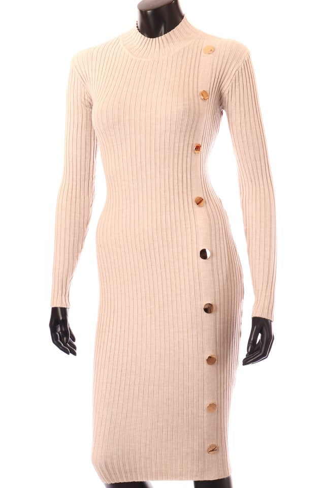 olasz női ruha hosszú ujjú alakhangsúlyozó magas nyakú térd