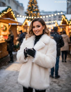 3DESY női műszőrme egyéb kabát jellegű hosszú ujjú V nyakú