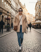 3DESY női műszőrme egyéb kabát jellegű hosszú ujjú V nyakú