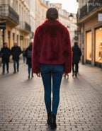 3DESY női vastag műszőrme egyéb kabát jellegű rövidebb hosszú ujjú V nyakú