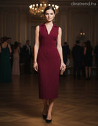 olasz női ruha ujjatlan V nyakú maxi