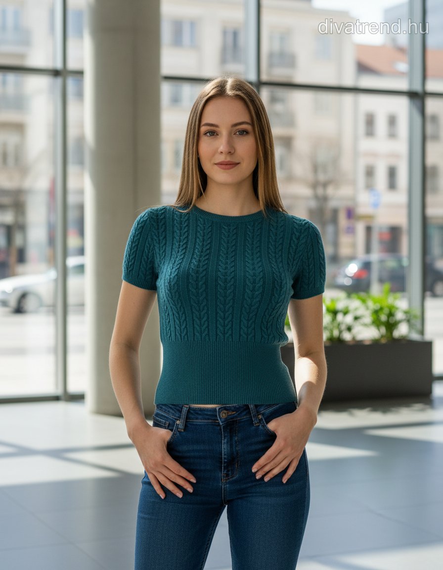 Zstudio női felső rövid ujjú alakhangsúlyozó kerek nyakú